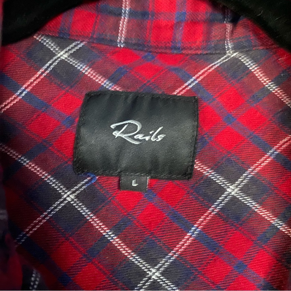 Rails Red Tartan Plaid Button Down Size Large - image 5